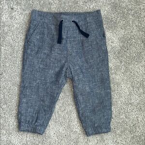 Janie and Jack Linen-Cotton Jogger Pull-On Pant Denim 6-12 months